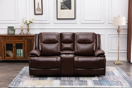 Rose Brown Top Grain Leather 3-Piece Reclining Living Room Set - Luna Furniture