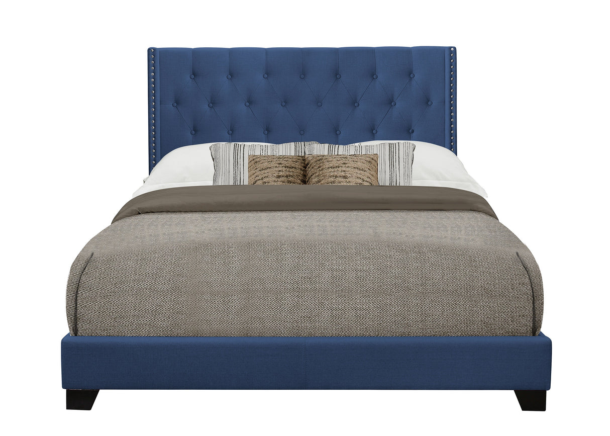 Barzini Blue Full Upholstered Bed - Luna Furniture