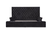 Prague Black Velvet King Upholstered Storage Platform Bed