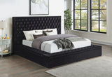 Prague Black Velvet King Upholstered Storage Platform Bed