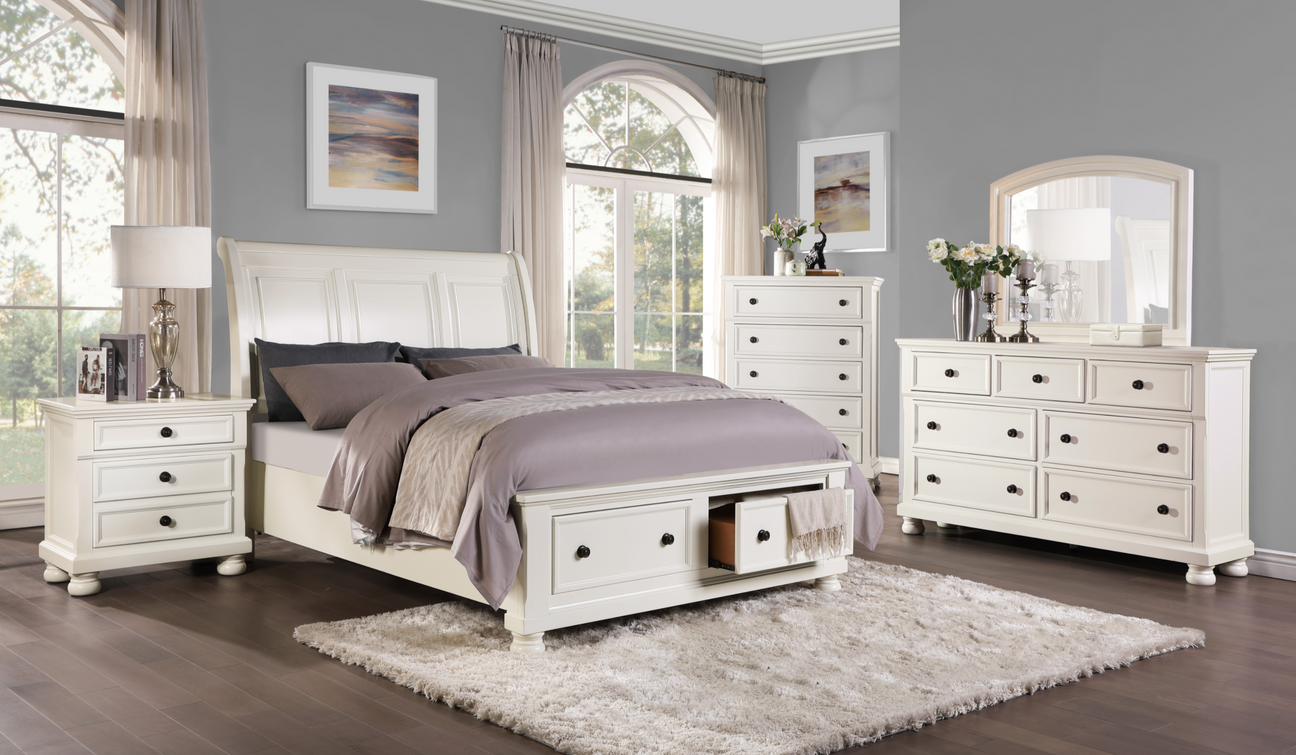 Laurelin White Sleigh Storage Platform Bedroom Set from Homelegance - Luna Furniture