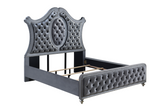 Cameo Gray King Upholstered Panel Bed -  Crown Mark - Luna Furniture