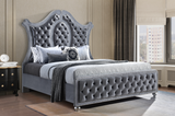 Cameo Gray King Upholstered Panel Bed -  Crown Mark - Luna Furniture