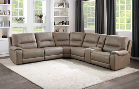 LeGrande Taupe 6-Piece Modular Power Reclining Sectional -  Homelegance - Luna Furniture