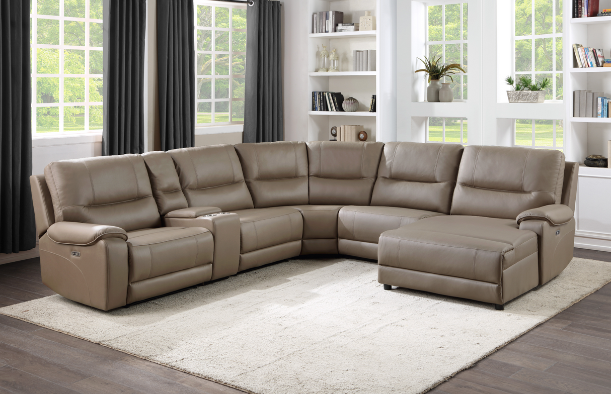 LeGrande Taupe 6-Piece Modular RAF Power Reclining Sectional -  Homelegance - Luna Furniture