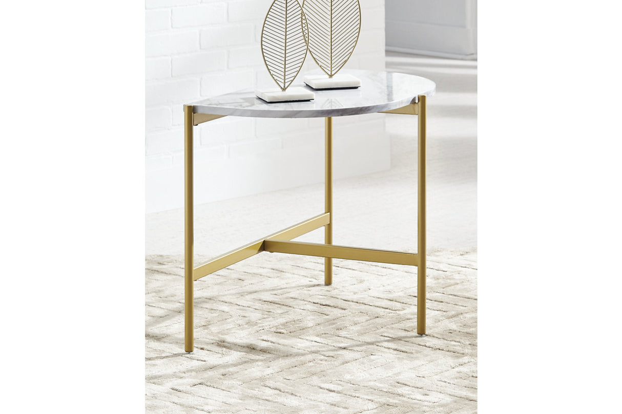 Wynora White/Gold Chairside End Table from Ashley - Luna Furniture