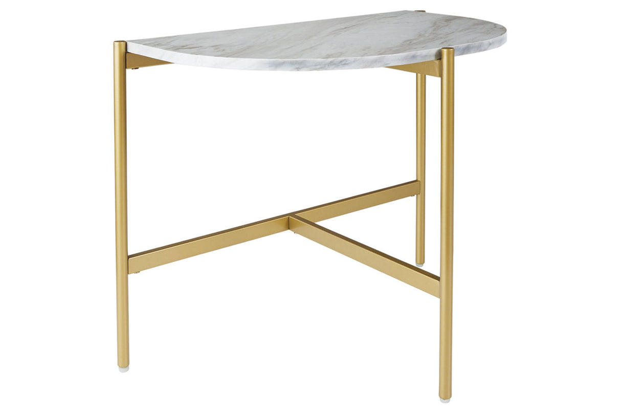 Wynora White/Gold Chairside End Table from Ashley - Luna Furniture