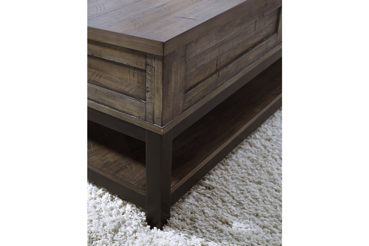 Johurst Grayish Brown Coffee Table with Lift Top -  - Luna Furniture