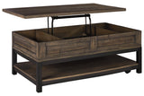 Johurst Grayish Brown Coffee Table with Lift Top -  - Luna Furniture