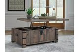 Hollum Rustic Brown Lift-Top Coffee Table -  Ashley - Luna Furniture