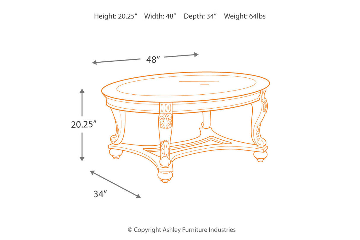 Norcastle Dark Brown Coffee Table from Ashley - Luna Furniture