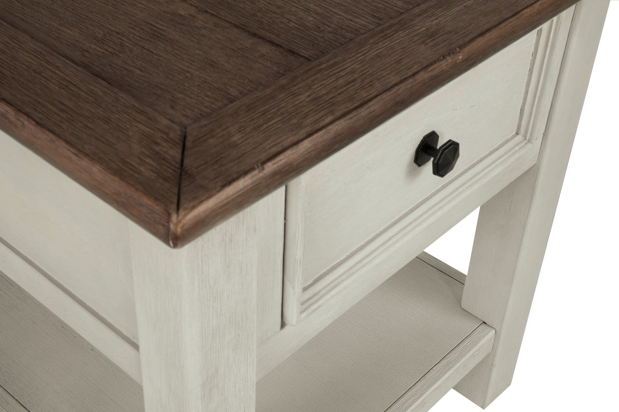 Bolanburg Two-tone Chairside End Table with USB Ports & Outlets from Ashley - Luna Furniture