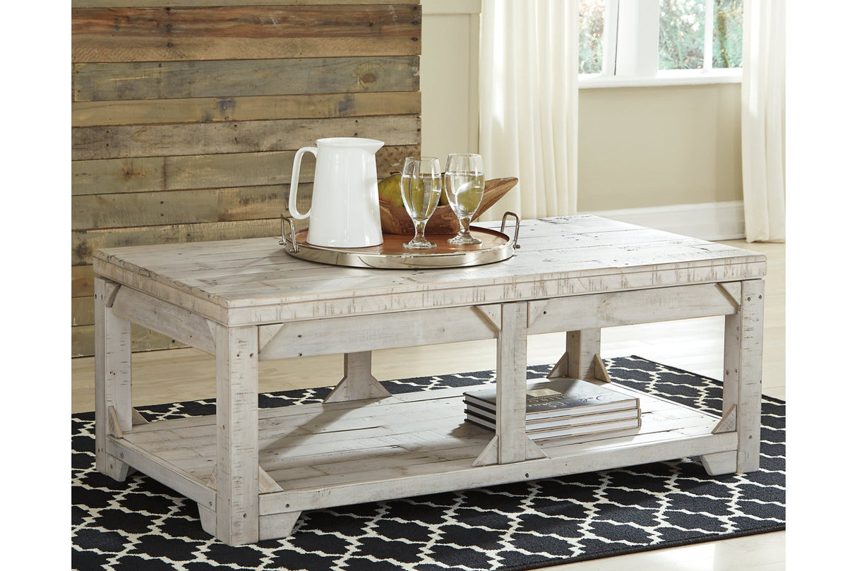 Fregine Whitewash Coffee Table with Lift Top from Ashley - Luna Furniture