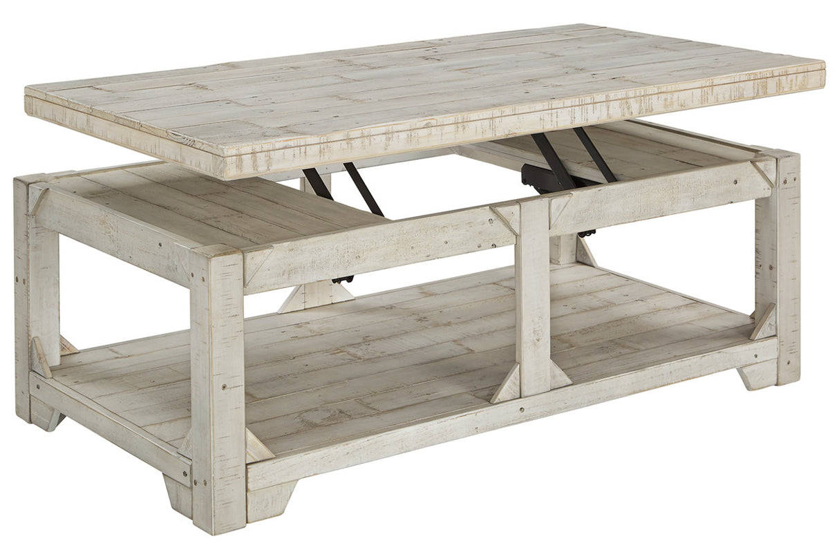 Fregine Whitewash Coffee Table with Lift Top from Ashley - Luna Furniture