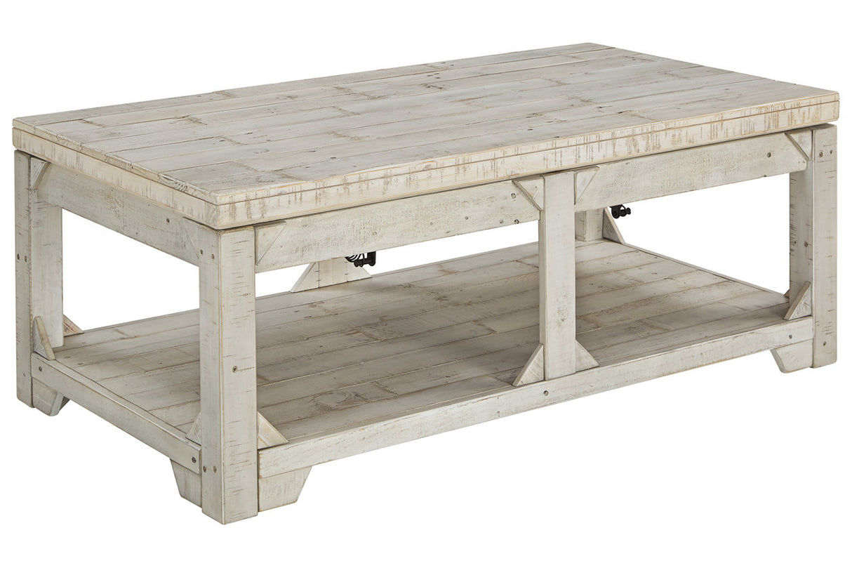 Fregine Whitewash Coffee Table with Lift Top from Ashley - Luna Furniture