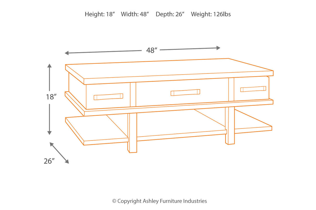 Stanah Two-tone Coffee Table with Lift Top -  - Luna Furniture