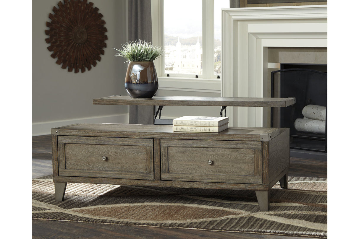 Chazney Rustic Brown Coffee Table with Lift Top from Ashley - Luna Furniture