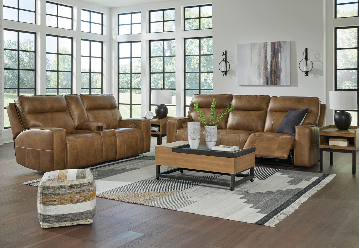 Game Plan Caramel Power Reclining Living Room Set from Ashley - Luna Furniture