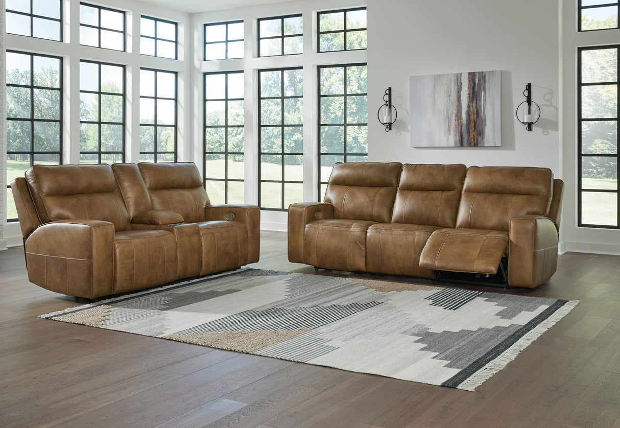 Game Plan Caramel Power Reclining Living Room Set from Ashley - Luna Furniture