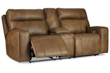 Game Plan Caramel Power Reclining Loveseat from Ashley - Luna Furniture