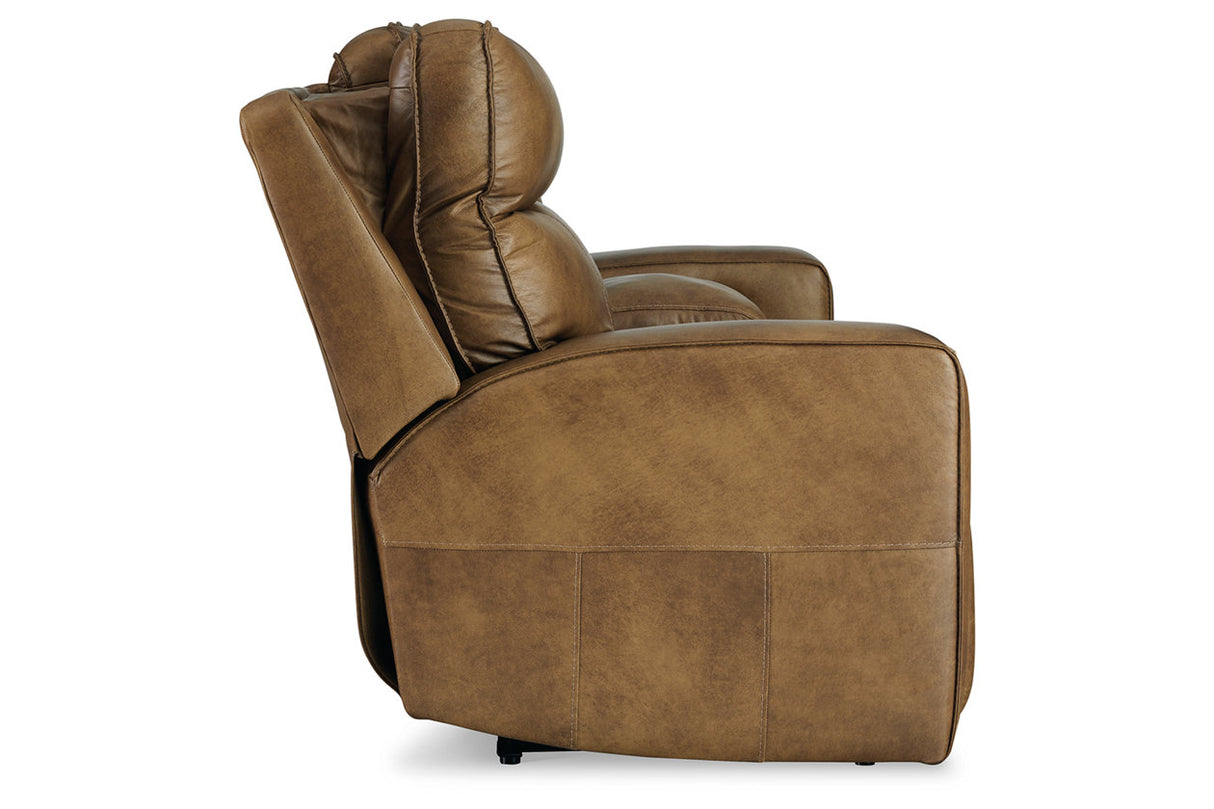 Game Plan Caramel Power Reclining Loveseat from Ashley - Luna Furniture