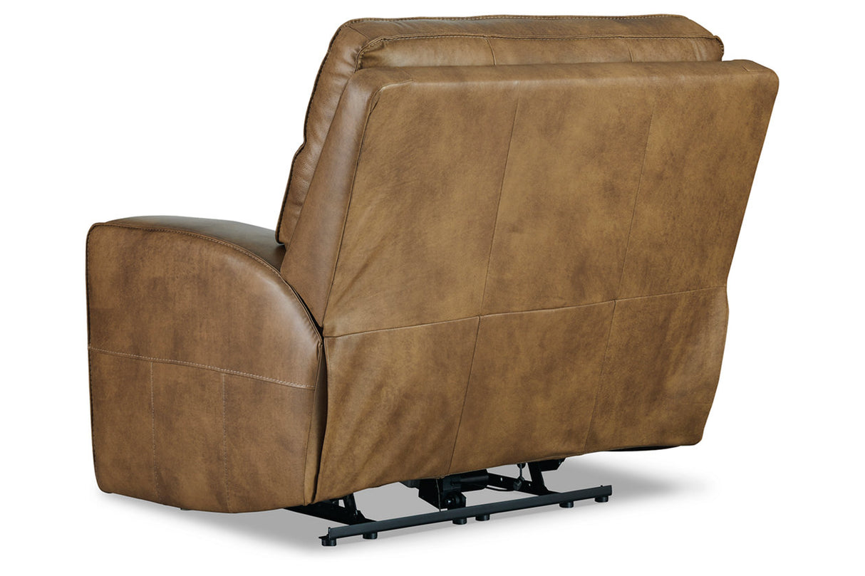 Game Plan Caramel Oversized Power Recliner from Ashley - Luna Furniture