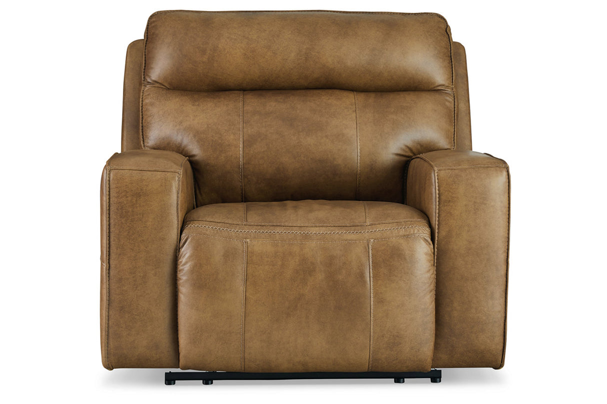 Game Plan Caramel Oversized Power Recliner from Ashley - Luna Furniture