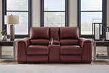 Alessandro Garnet Power Reclining Loveseat with Console -  Ashley - Luna Furniture