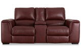 Alessandro Garnet Power Reclining Loveseat with Console -  Ashley - Luna Furniture