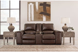 Alessandro Walnut Power Reclining Loveseat with Console from Ashley - Luna Furniture