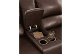 Alessandro Walnut Power Reclining Loveseat with Console from Ashley - Luna Furniture