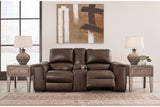 Alessandro Walnut Power Reclining Loveseat with Console from Ashley - Luna Furniture