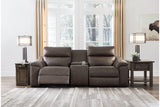 Salvatore Chocolate 3-Piece Power Reclining Loveseat with Console from Ashley - Luna Furniture