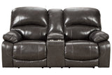 Hallstrung Gray Power Reclining Loveseat with Console from Ashley - Luna Furniture