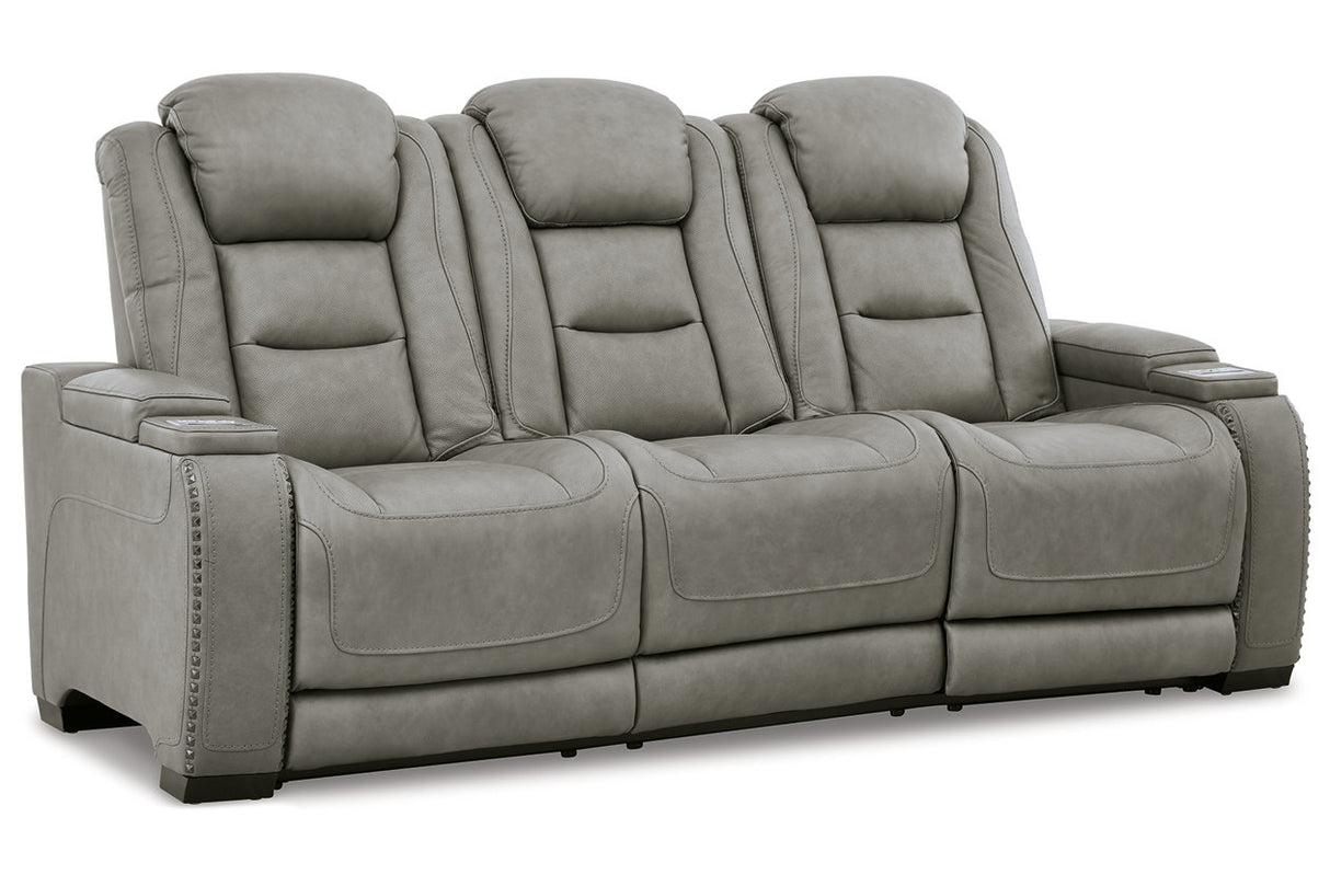 The Man-Den Gray Power Reclining Sofa from Ashley - Luna Furniture