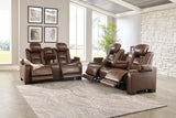 The Man-Den Mahogany Power Reclining Living Room Set from Ashley - Luna Furniture