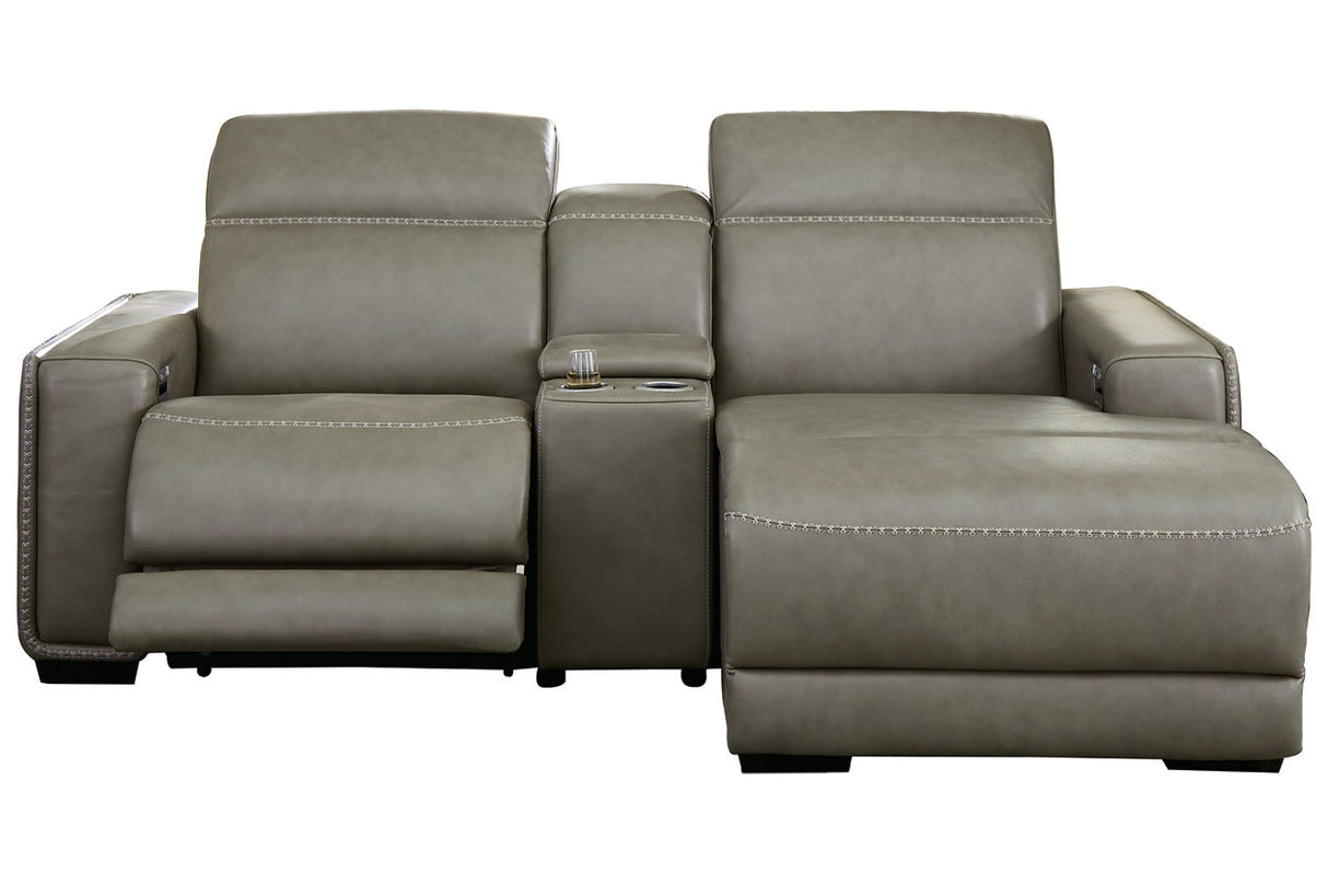 Correze Gray 3-Piece Power Reclining Sectional with Chaise -  Ashley - Luna Furniture