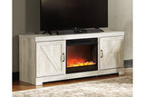 Bellaby Whitewash 63" TV Stand with Fireplace -  Ashley - Luna Furniture