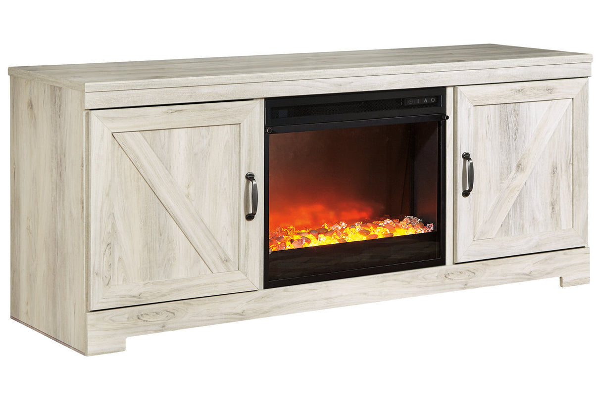 Bellaby Whitewash 63" TV Stand with Fireplace -  Ashley - Luna Furniture