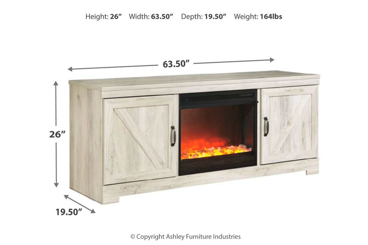 Bellaby Whitewash 63" TV Stand with Fireplace -  Ashley - Luna Furniture