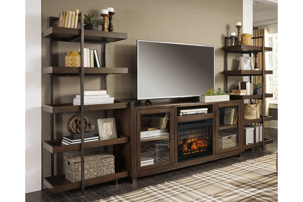 Starmore Brown/Gunmetal 3-Piece Wall Unit with Electric Fireplace -  Ashley - Luna Furniture