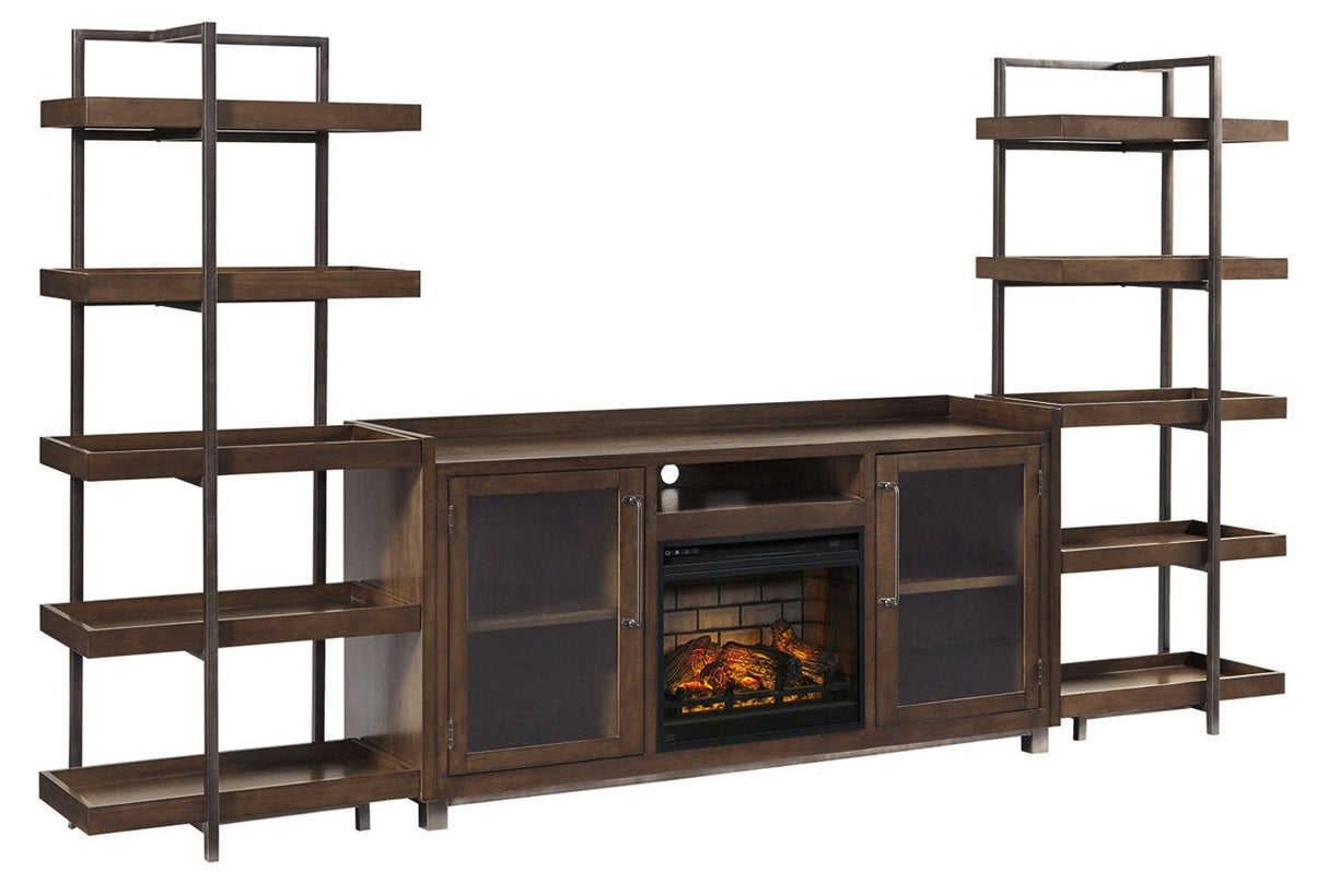 Starmore Brown/Gunmetal 3-Piece Wall Unit with Electric Fireplace -  Ashley - Luna Furniture