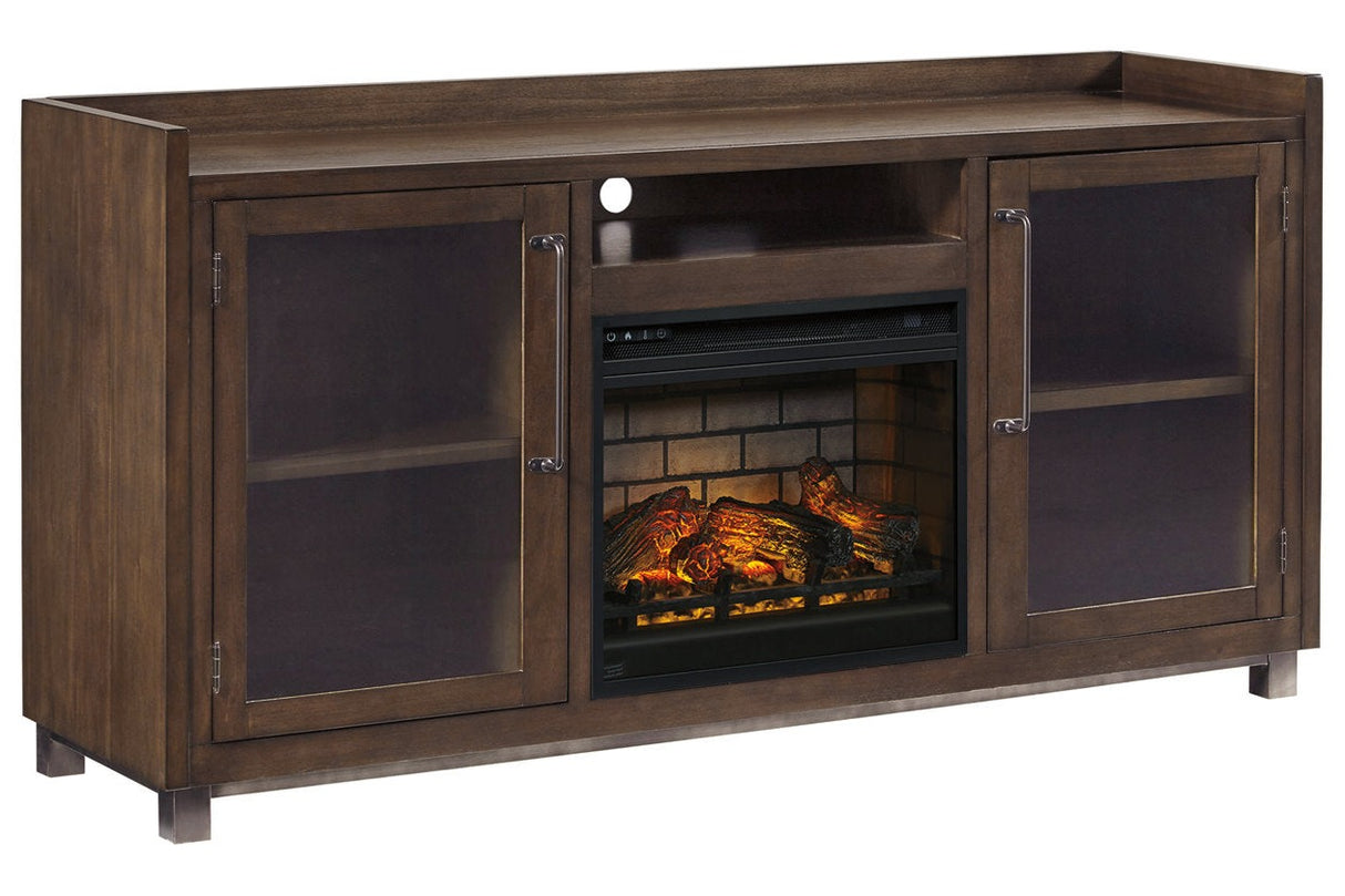 Starmore Brown 70" TV Stand with Electric Fireplace -  Ashley - Luna Furniture