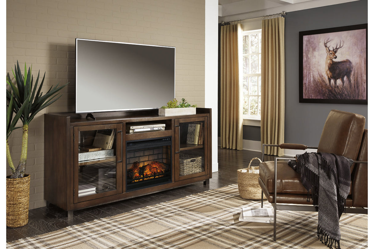 Starmore Brown 70" TV Stand with Electric Fireplace -  Ashley - Luna Furniture