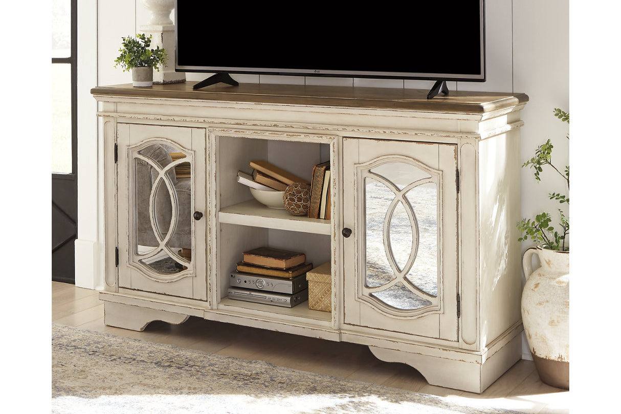 Realyn Chipped White 62" TV Stand - Ashley - Luna Furniture