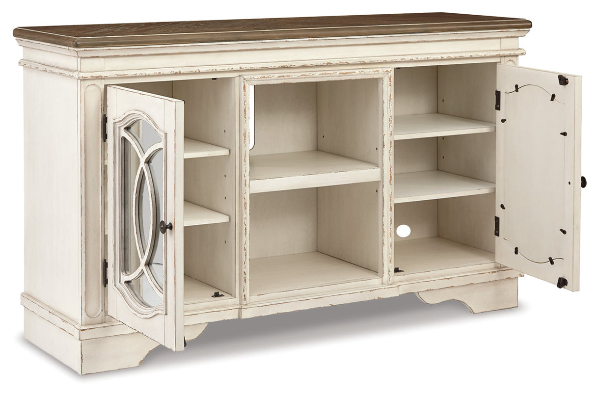 Realyn Chipped White 62" TV Stand - Ashley - Luna Furniture