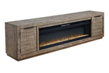 Krystanza Weathered Gray TV Stand with Electric Fireplace -  Ashley - Luna Furniture