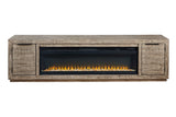 Krystanza Weathered Gray TV Stand with Electric Fireplace -  Ashley - Luna Furniture