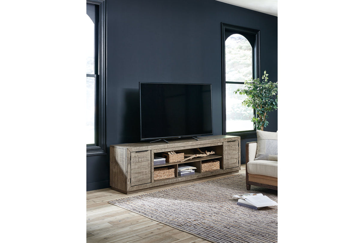 Krystanza Weathered Gray 92" TV Stand from Ashley - Luna Furniture