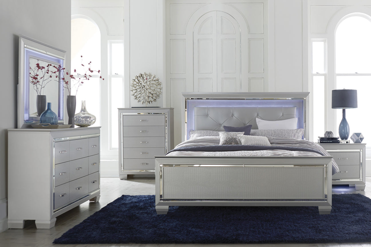 Allura Silver LED Upholstered Panel Bedroom Set from Homelegance - Luna Furniture